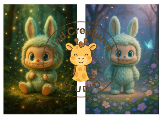 2-Pack Labubu 3D iPhone Wallpaper - Magical Forest (Digital Download)